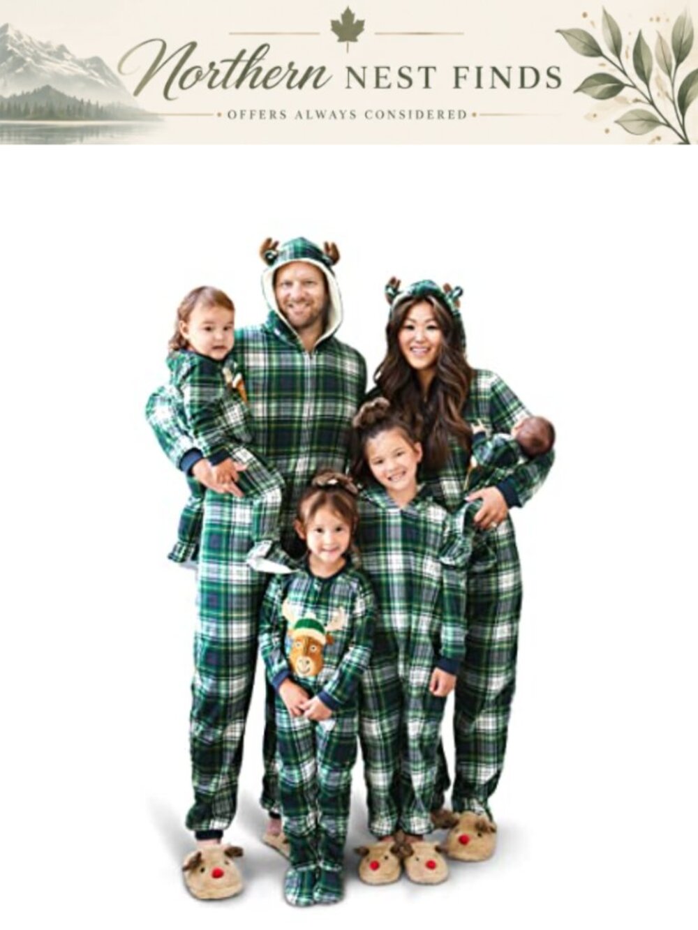 Kids 1-Piece Microfleece Christmas Pajamas Hooded Zip Sleepwear